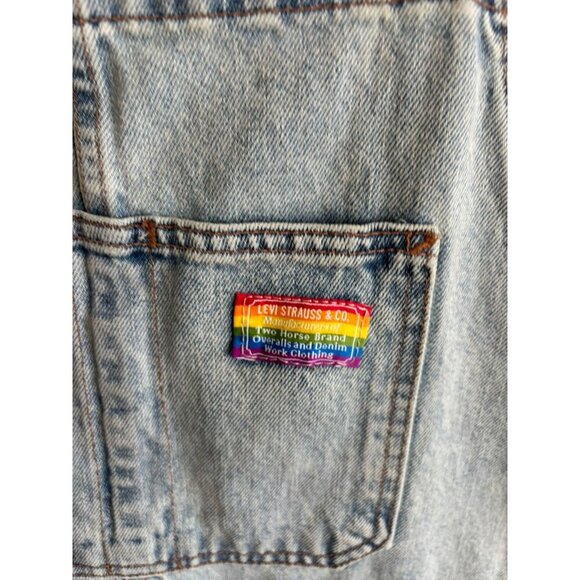 Levi's Pride Liberation Womens Bib Overalls Shortalls Romper Denim Blue Sz L - Picture 8 of 16